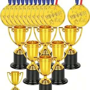 6/12pcs Plastic Winners Medals and Trophies, Sports Competitions, Talent Show, Spelling Bee, Birthday Party Favors