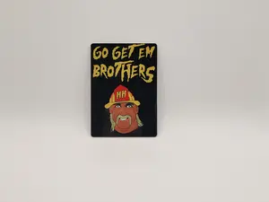 Go Get'em Brothers, Firefighter aluminum playing card. Firefighter gifts, firefighter helmet card. Magnet option available.