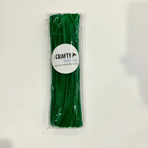 12" green chenille stem, pipe cleaner, 100 per pack