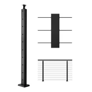 VEVOR Cable Railing Post, 36"x1"x2" Level Drilled Deck Railing Post, Stainless Steel Black Cable Railing System Kit for Indoor Outdoor Deck Balcony,1JZLGZXHS914LZA6X001V0