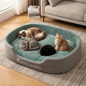 All-Season Gray Polyester Cat Bed Sofa, Thick Foam Semi-Enclosed Removable Cover No Assembly Fluffy Round Anti-Slip Pet Natural Retro Wood Tree Tower Double-Sided Luxury Washable Dog human sized