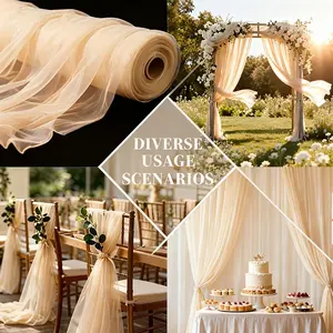 Champagne Color Semi-Transparent High-Quality Thin Fabric Roll, Multi-Purpose Hanging Decoration Net Material, Perfect for Weddings Birthdays Parties