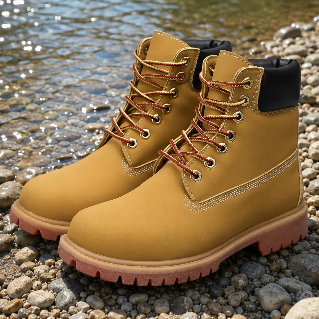Unisex Lace-Up Yellow Ankle Boots Featuring Roomy Toe Space & Platform Outsole, All-Terrain Outdoor Casual Boots