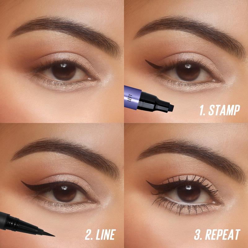 Kaja Korean Wink Stamp & Pen 2-in-1 Eyeliner (Long) l Waterproof Wing Eyeliner l Eye Irritation Tested, Long Lasting Pencil, Color stay, Long wear Liquid Makeup Eyeliner K-Beauty Cosmetic, Lasts All Day & Night Lipliner