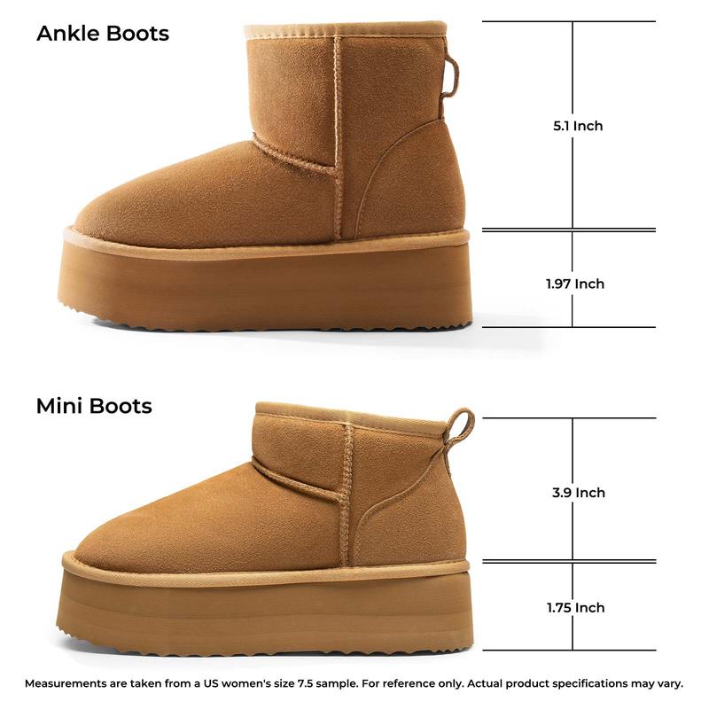 Dream Pairs FuzzyClassic Women’s Mini Platform Winter Ankle Boots – Genuine Suede, Memory-Foam Cushion, Lightweight Anti-Slip Sole