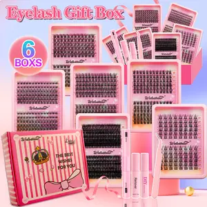 Multiple Styles Eyelash Clusters Set, Incremental Lash Extensions, DIY at Home, Includes Adhesive & Sealer, 12-16mm, Eyelash Extension Kit