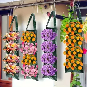 Strawberry Planting Bags, 2/4 Pack Strawberry Flower Pots with 8 Pockets, Vegetable Planting Bags, Hanging Plant Bags, Breathable Planter, Garden Planter for Strawberries Vegetables Flowers