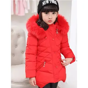 Girls' Winter Hooded Parka Coat - Thickened Warm Windproof Jacket with Red Fur-Lined Hood, Zipper Front & Pockets, Elegant Solid Color Design for Fall/Winter Outdoor Play, Cozy Outerwear, Durable Outerwear, Winter Coat For Girls, Winter Jacket For Girl, C