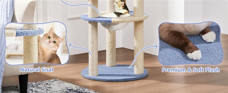 Yaheetech 35.5″ Cat Tree Cat Tower with Space Capsule, Top Perch, Scratching Posts Cat Furniture with Natural Sisal