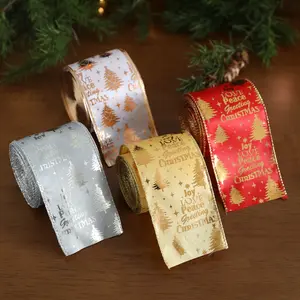 Christmas webbing gilt cloth bronzing Christmas tree gift box bow braided strap ribbon decorative ribbon ribbon