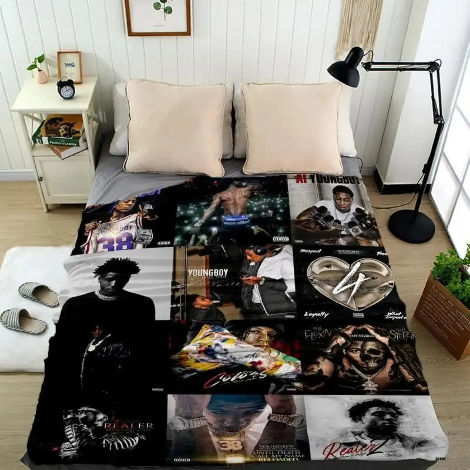 Young-boi Blanket Album Cover for Fans Warm Cozy Flannel Blankets Throw Merch Soft Roman Blanket for Home Decor Bed Sofa Living Room blankets