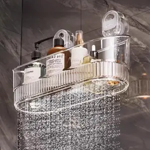 Bathroom Suction Cup Storage Rack, No Drilling Cosmetic Organizer, Wall Mounted Toilet Holder, Space Saving Bathroom Accessory, Shower Caddy Shelf
