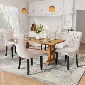 Dining Chair Set of 4，High-end Tufted Velvet Upholstered Nailhead