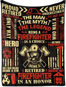 Retired Firefighter Gifts for Men, Retirement Throw Blanket for Fireman 65" x 50" - Being A Retired Firefighter is an Honor