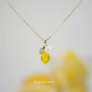 Custom Lemon Necklace | Design Your Own 14K Gold/925 Silver Plated Lemon Citrus Fruit Necklace