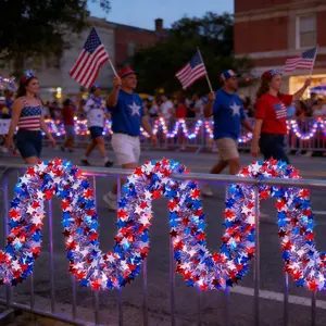 Patriotic Glitter Star String Lights, Blue Metal Sequins Wreath Decor, Battery Operated, July 4th Parade Decoration, Star Shaped, Battery Powered, Patriotic Theme