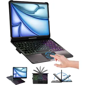 for iPad 10th 11th (A16) Case with Keyboard&iPad Air 11(M4,M3,M2),360?Swivel,7 Use Modes,Rainbow Backlight Keyboard for iPad Pro 11(1st/2nd/3rd/4th Gen)&iPad Air 5th/Air 4th-Black