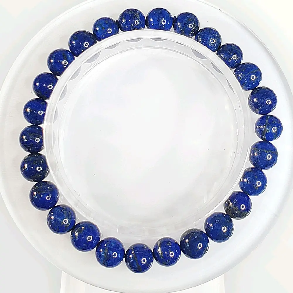 Lapis Lazulli Crystal Bracelet All Natural 8-10mm Beads Stretchy String Protection Wisdom Energy Guard Against Negative Energies