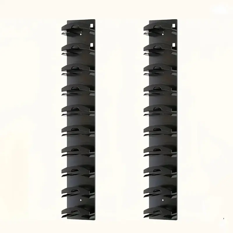 Black Multilayer Hanging Hat Hanger 2-Pack, Corrosion Resistant ABS 1-Layer Wall Mount Holder with Strong Adhesive Tape, 14x2.36x1.3 in, Holds Up to 20 Baseball Hats, for Wardrobe, Door Closet