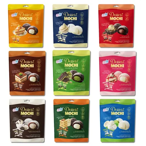 Yuki & Love Rice-Based Mochi Snacks - 4.3oz Ambient Ready-to-Eat Trending Food and Snacks, Rice Cakes for Sweet Cravings Anytime, Flavors: Pistachio+Choco, Tiramisu Coffee, Strawberry Cheesecake, Hazelnut Depth, Brownie, Balanced Sweet Treat