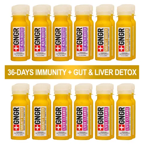 VIP 36 Shots Pack – Immunity • Gut Health • Liver Cleanse Pack | Full 36-Day Detox System with Organic Ginger Shots for Immune Strength, Gut Balance, Bloat Support & Natural Liver Detox