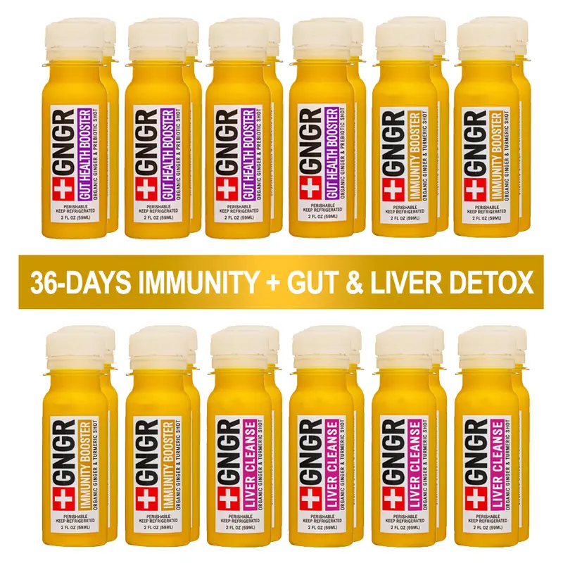VIP 36 Shots Pack – Immunity • Gut Health • Liver Cleanse Pack | Full 36-Day Detox System with Organic Ginger Shots for Immune Strength, Gut Balance, Bloat Support & Natural Liver Detox