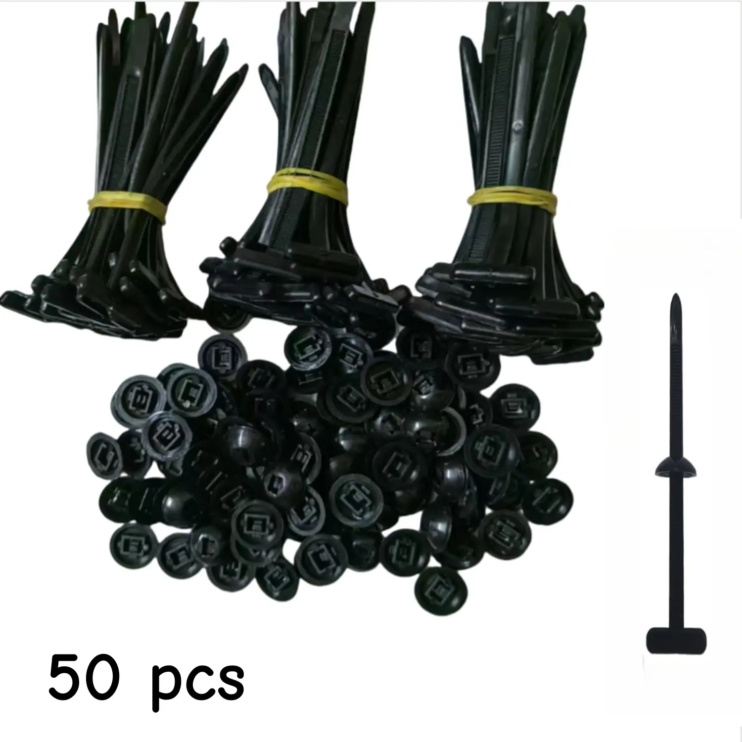 50PCS Nylon Buckle Cable Ties Universal Cable Ties Buckle Retracers Multi-Purpose Plastic Cable Ties Used For Maintenance  Fixation  Automotive Motorcycle Cables High Temperature Resistant UV Resistant Quick Repair Fastening Of Porous Items