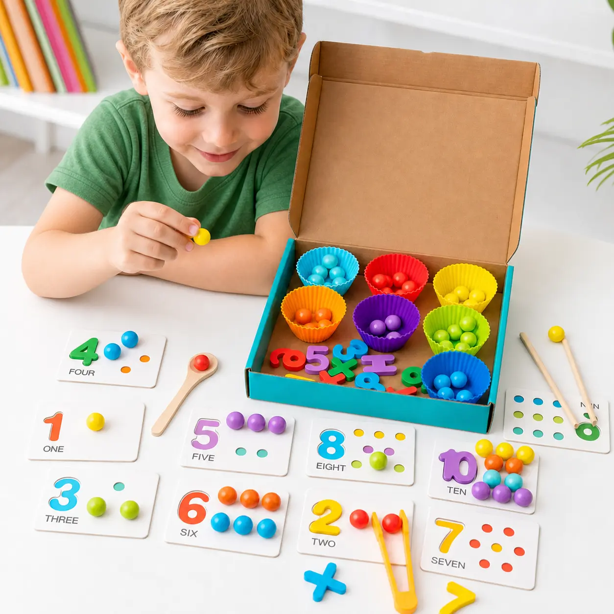 Educational Learning Tools Kids Learning Materials Toddler Stuff Sensory Toys Montessori Sorting at Home Montessori Toddler Toys Math Counting Game Kids Activities at Home Educational Toy Set For Kindergarten Learning Game Number Counting Blocks Math Teac
