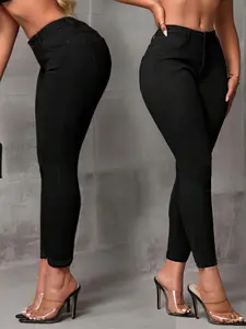 Women's Sexy Tight-Fitting Long Pants, All Season Wear, Formal Elegant Style, Elegance, Plain Pattern, Perfect for Any Occasion