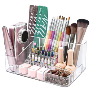 Nail Drill Holder, 28 Holes Acrylic Nail Drill Bit Holder, Professional Nail Drill Case and Storage Box for Manicure Tools - Transparent