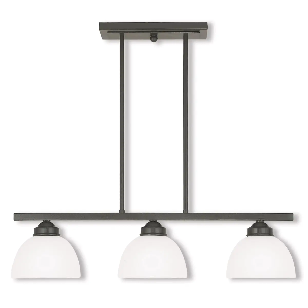 6.5 inch 3 Light English Bronze Linear Chandelier with Satin Glass Shade