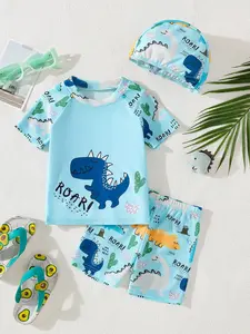 Cute Dinosaur Print Swimsuit Set for Baby Boys, Toddler Swimsuit, Comfortable and Easy to Wear, Ideal for Beach Holidays and Water Play, Perfect Birthday and Valentine's Gift