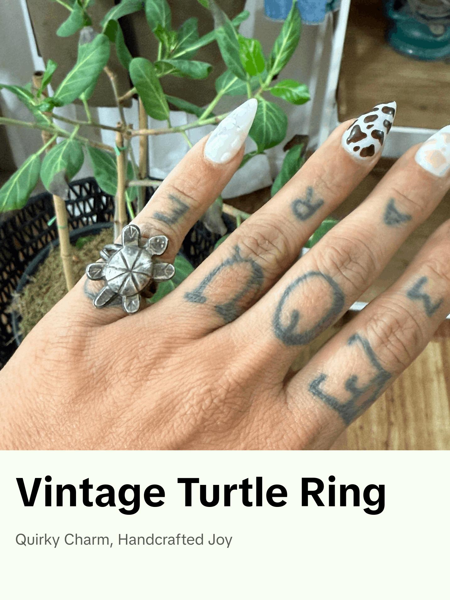 Size 3 Vintage Sterling Silver Turtle Ring