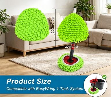 Mop Replace Head, Spin Mop Heads Replacements for Easywring 1 Tank Spin Mop, Chenille Duster for Spin Mop Include 3 Pack Microfiber Chenille Mop Pad for Spin Mop Mop Replace Head, Spin Mop Heads Replacements for Easywring 1 Tank Spin Mop, Chenille Duster for Spin Mop Include 3 Pack Microfiber Chenille Mop Pad for Spin Mop