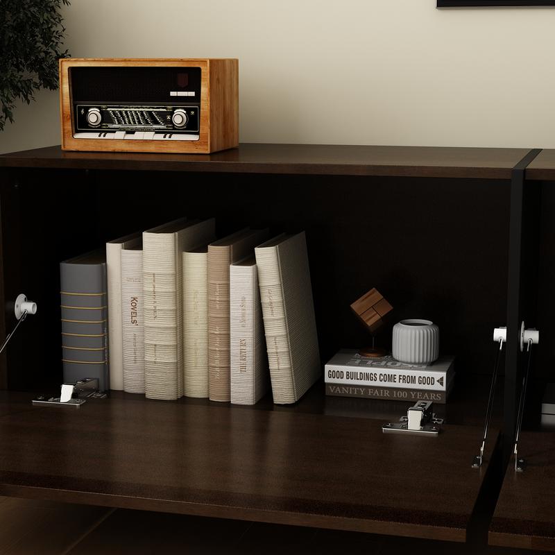 FUFU&GAGA Sleek Design 71.7" W TV Stand with 3 Flip-Down Drawers, High Quality Modern Entertainment Center with Storage, Media Console Table TV Cabinet, Dark Brown Living Room Home