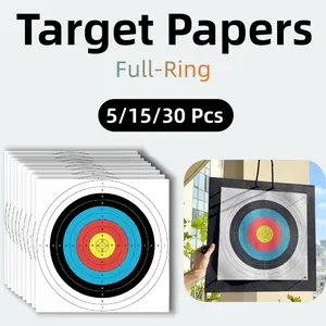 5/15/30 Pcs 40x40cm Full-Ring Archery Dart Target Paper | Archery Accessories, Competition, Training & Practice Use | Color-Printed Design, Thickened High-Quality Offset Paper, Clear Rings, Anti-Glare Easy Aiming