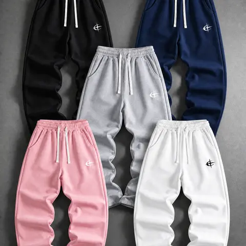 URMCZ Men's Cotton Blend Baggy Casual Long Sweatpants - Minimalist Loose Solid Color Wide Leg Mens Clothing, Elastic Waist, Large Pockets, Soft Moisture-Washed All-Season Fabric for Daily Wear, Travel