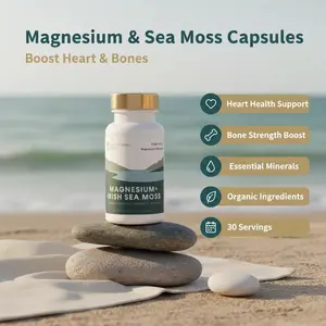 Nutritional Roots - Magnesium + Irish Sea Moss - 350mg Magnesium Glycinate & Organic Irish Sea Moss - Essential Minerals - Supports Heart & Bone Health - Dietary Supplement - 30 Servings - 60 Capsules