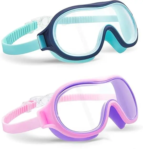 2 Pack Swim goggles for  315 AntiFog AntiUV Wide Vision  No leak Swimming goggles for Boys Girls Waterproof Earplugs Nose Clips