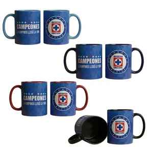 Cruz Azul Inspired Champion Accent Mug 11oz 15oz, Funny Soccer Fan Ceramic Cup, Colored Handle and Inside Design, Coffee and Tea Lover Gift