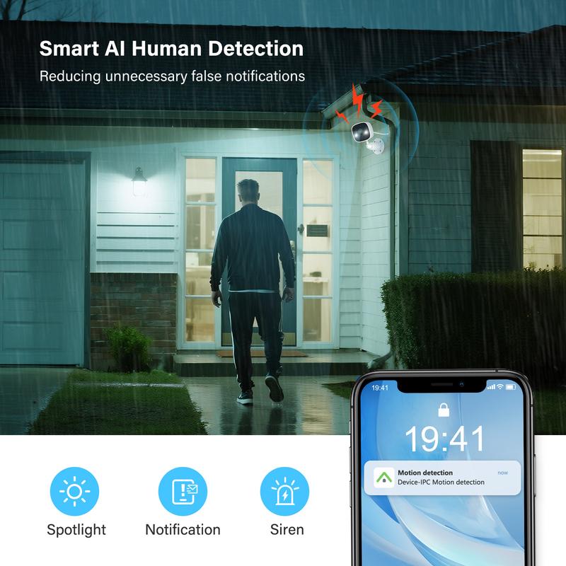 Jennov Outdoor/Indoor Security Camera, Surveillance 2.4G WiFi Camera , 2-Way Audio, Night Vision, Motion Detection, Indoor,easy installation without drilling (doesn't support 5G wifi)