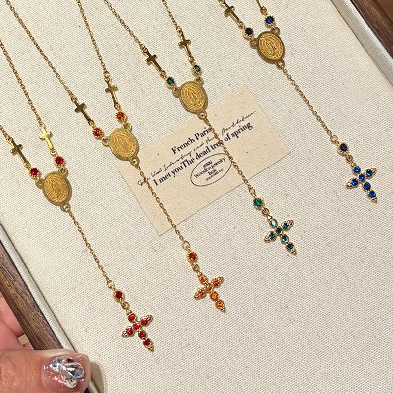 14K Gold Plated Cross Pendant Necklace for Women Men