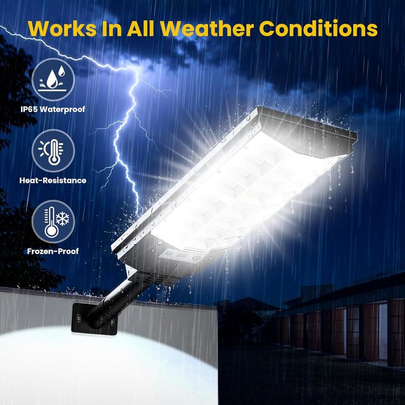 2-Pack Solar Street Lights Outdoor Waterproof, 12000LM Solar Lights with Motion Sensor, LED Flood Light with Remote, 6500K Dusk to Dawn Outdoor Lighting, Solares Parking Lot Light for Driveway Garage
