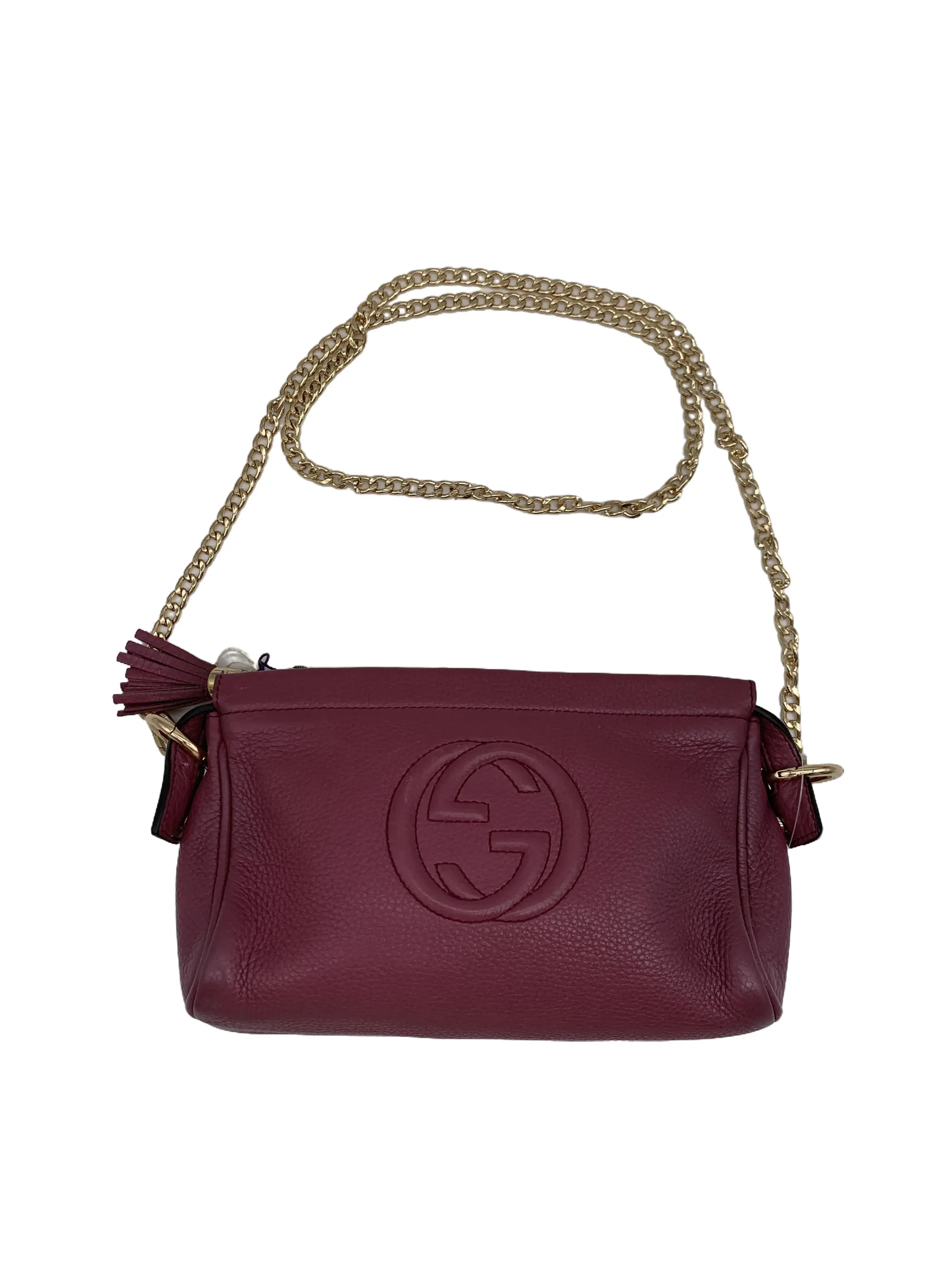 Pre-owned GUCCI Pebbled Leather Interlocking GG Tassel Mini Crossbody Bag/wj07809012/9012