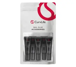 CurvLife Nail Tips Semi Solid Nail Glue 2g (5pcs) - Super Strong, Soft Glue Gel Quick Drying Adhesive for Press On Nails, No UV Light Needed