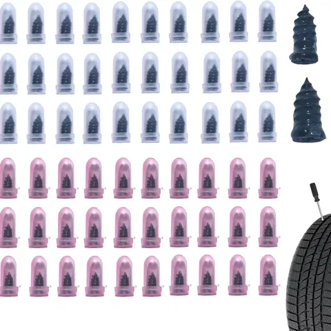 30/60 PCS Tire Repair Kit, Vacuum Rubber Screw Plugs for Quick Puncture Fix, Universal Self-Service Tool for Car, Motorcycle, Truck, Tractor Tires, Includes Dual-Size Spiral Rubber Nails for Emergency Repair