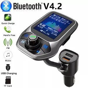 Bluetooth Car FM Transmitter MP3 Player Hands Free Radio Adapter Kit with USB Charger Quick Charge V4.2 Bluetooth Car FM Transmitter MP3 Player Hands Free Radio Adapter Kit with USB Charger Quick Charge V4.2