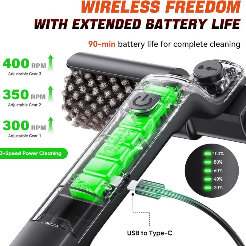 Electric Grill Brush For Outdoor Grill, 3 Speed Power Control, Cordless Rechargeable Grill Cleaning Brush With  Adjustable Angle, Stainless Steel Brush  Head, Extended Runtime Grill Cleaning Brush Diesel Air Heater With Timer.