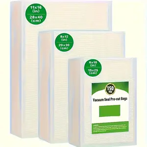 Vacuum Sealer Bags for Food 50 Gallon 11x16 50 Quart 8x12 50 Pint 6x10 Food Saver Storage for Sous Vide Freezer 150 Pack Combo