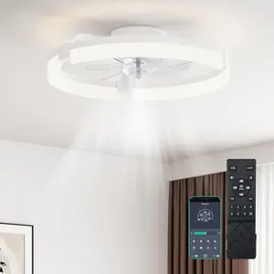 Dimmable Ceiling Fans with Lights and Remote, 20/24 Inch LED Fandelier with 16 Brightness Levels (10%-100%), 3000K-6500K Color Temperature, Flush Mount for Bedroom